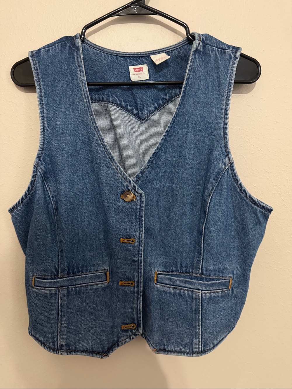 Levi's Women's Blue Denim Vest - Classic Sleeveless Jeans Vest size XL